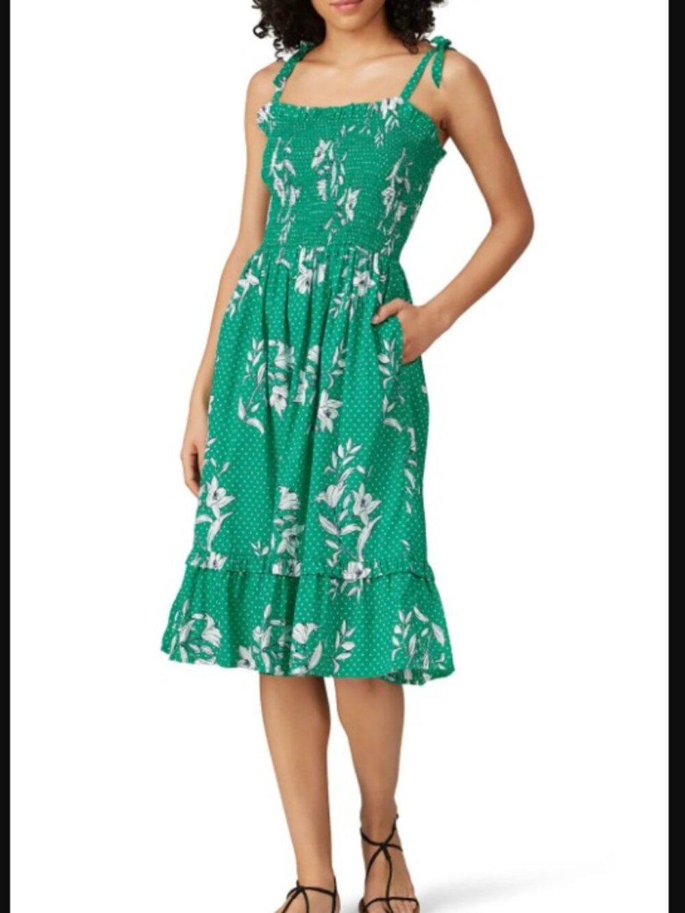 Draper James Smocked Floral Green Sundress Size XL NWT
